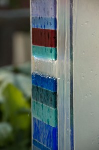glass water feature close up